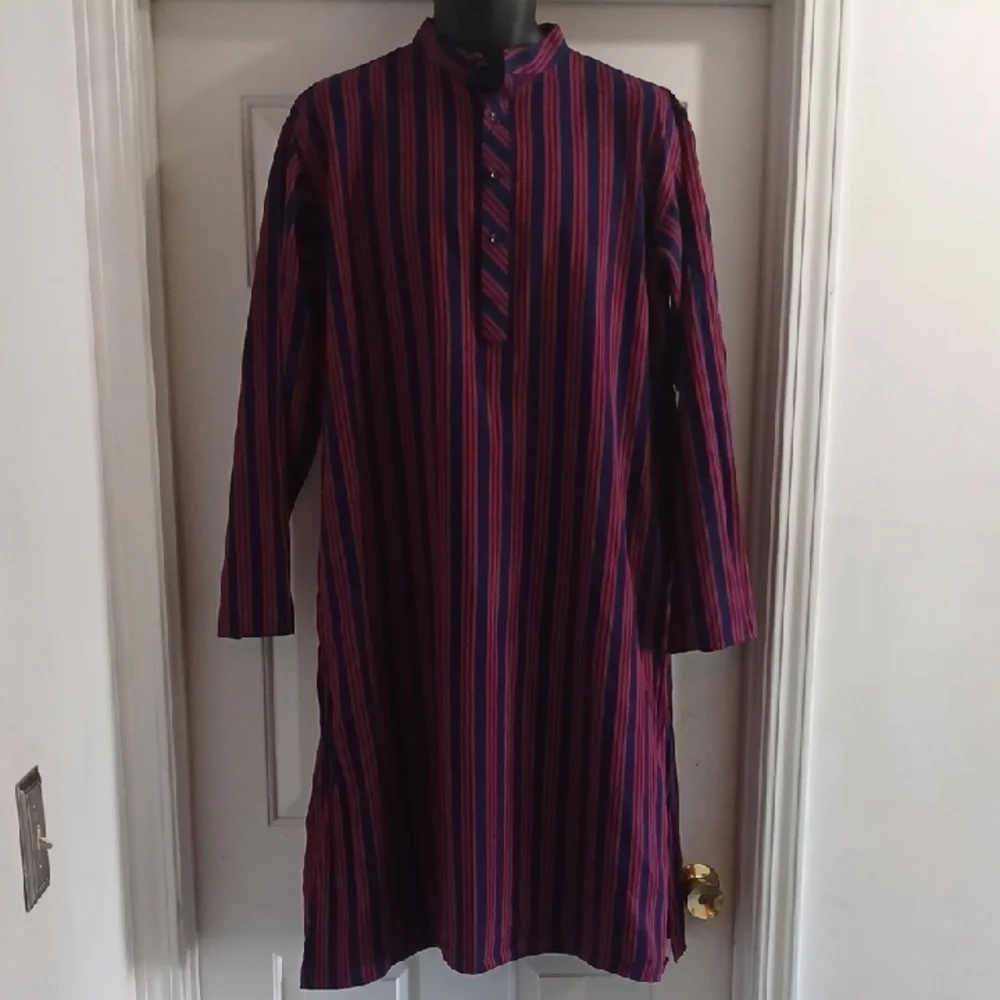 Shatabdi Striped Blue and Red Men's Kurta - Picture 2 of 8